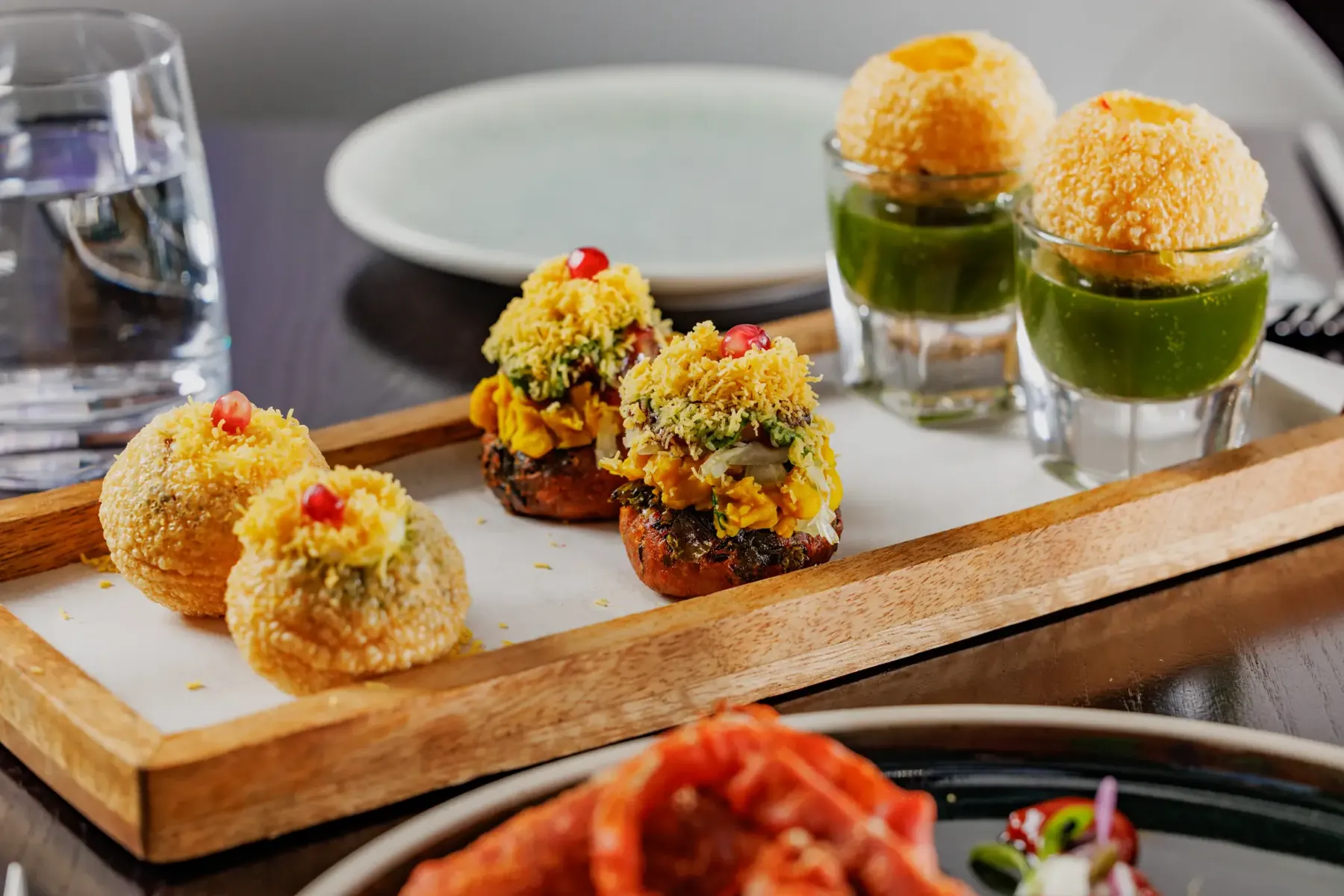 Canapés on a wooden board