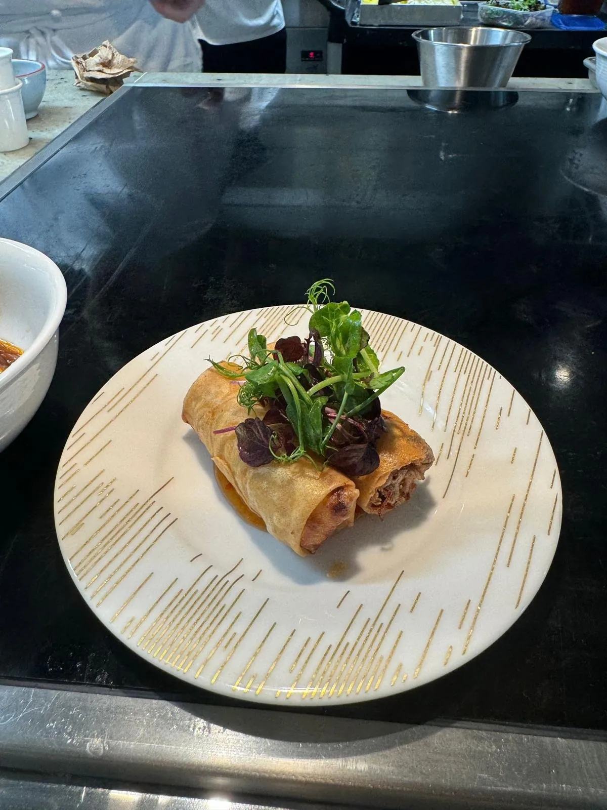 Plated roll with microgreens